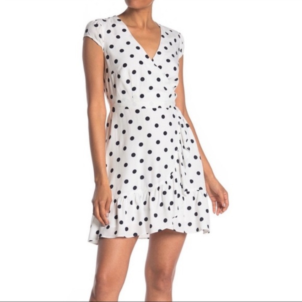 J Crew White Polka Dot Wrap Mini Dress